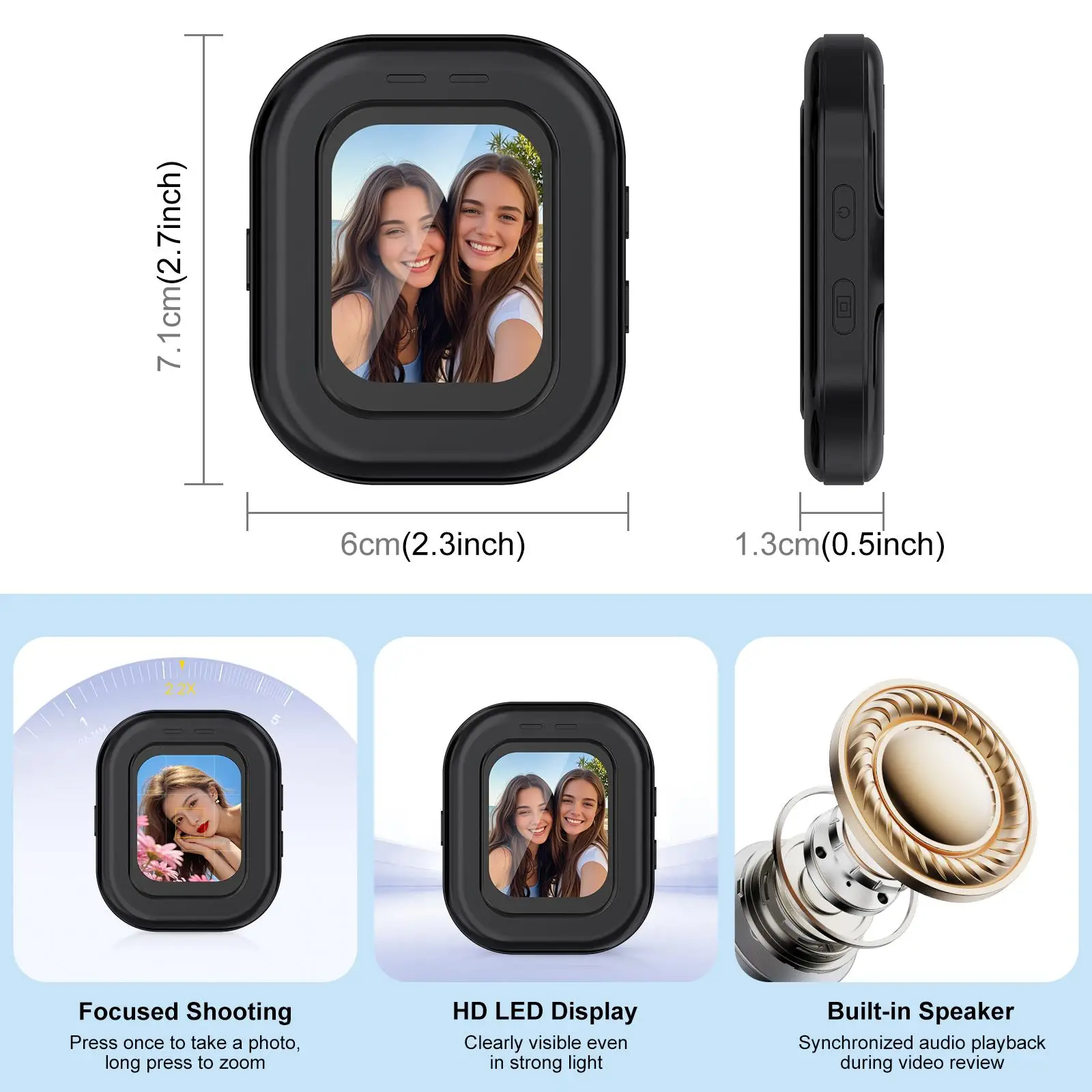 PULUZ Magnetic Phone Vlog Selfie Monitor Screen Compatible with iOS Android HarmonyOS  MagicOS for iPhone/ Samsung/ Huawei
