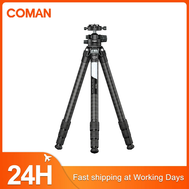 

COMAN TSC34A40 Mini Carbon Fiber Tripod Lightweight Compact Travel Tripods 360 Degree Ball Head Quick Release Plate For Camera