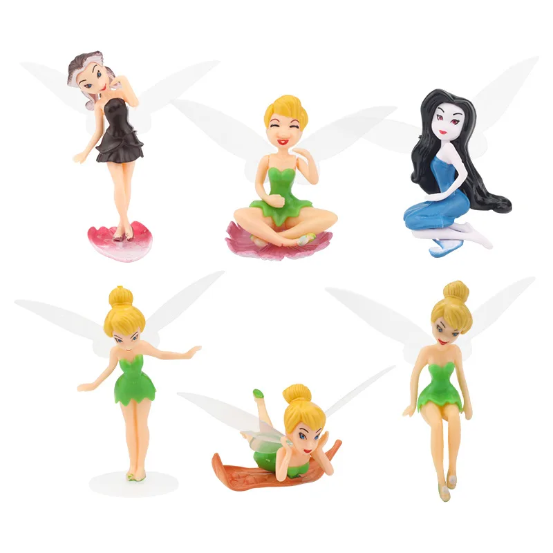 5-10cm 6pcs/Lot Angle Fairy Tinker Bell Princess Cake Topper Birthday Party Decoration For Children Birthday Party Supplies