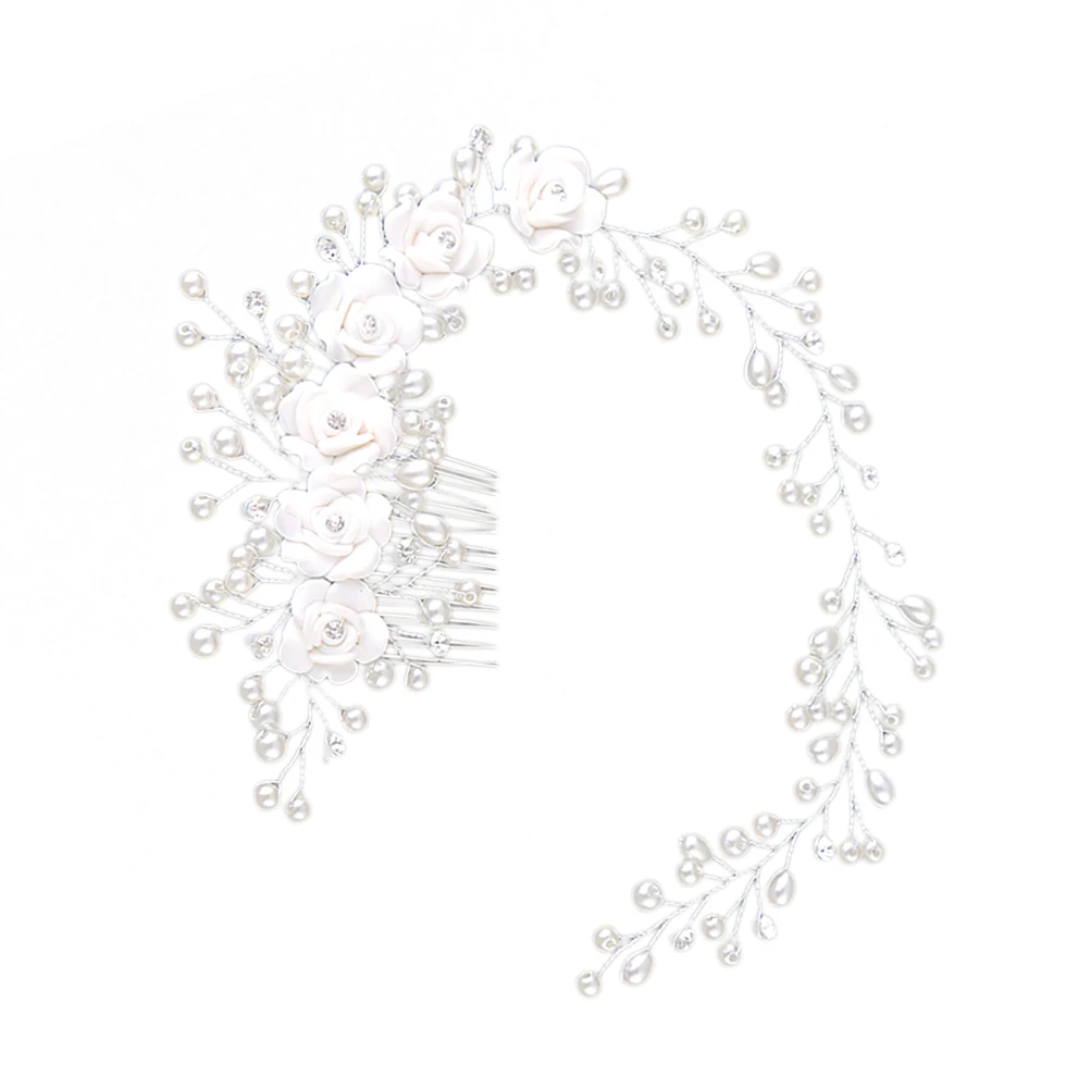 

Elegant White Comb Bridal Accessories Wedding Headdress Pearl Bridal Hair Accessories Flower Design Hairstyle Charm Occasions