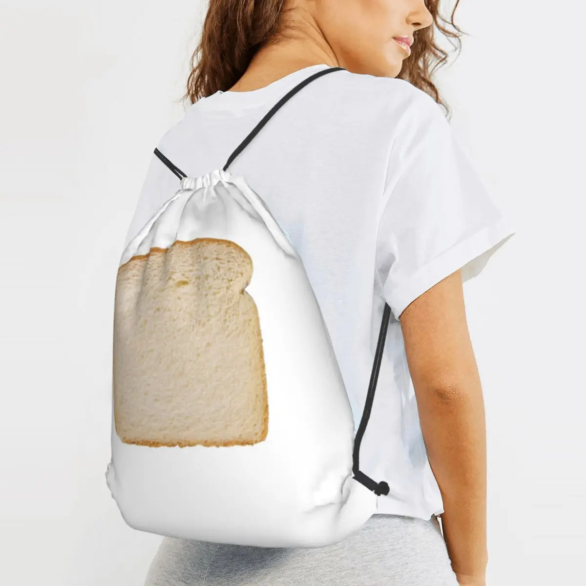 

Slice Of Bread Backpacks Casual Drawstring Bundle Pocket Shoes Bag Book Bags for Travel School