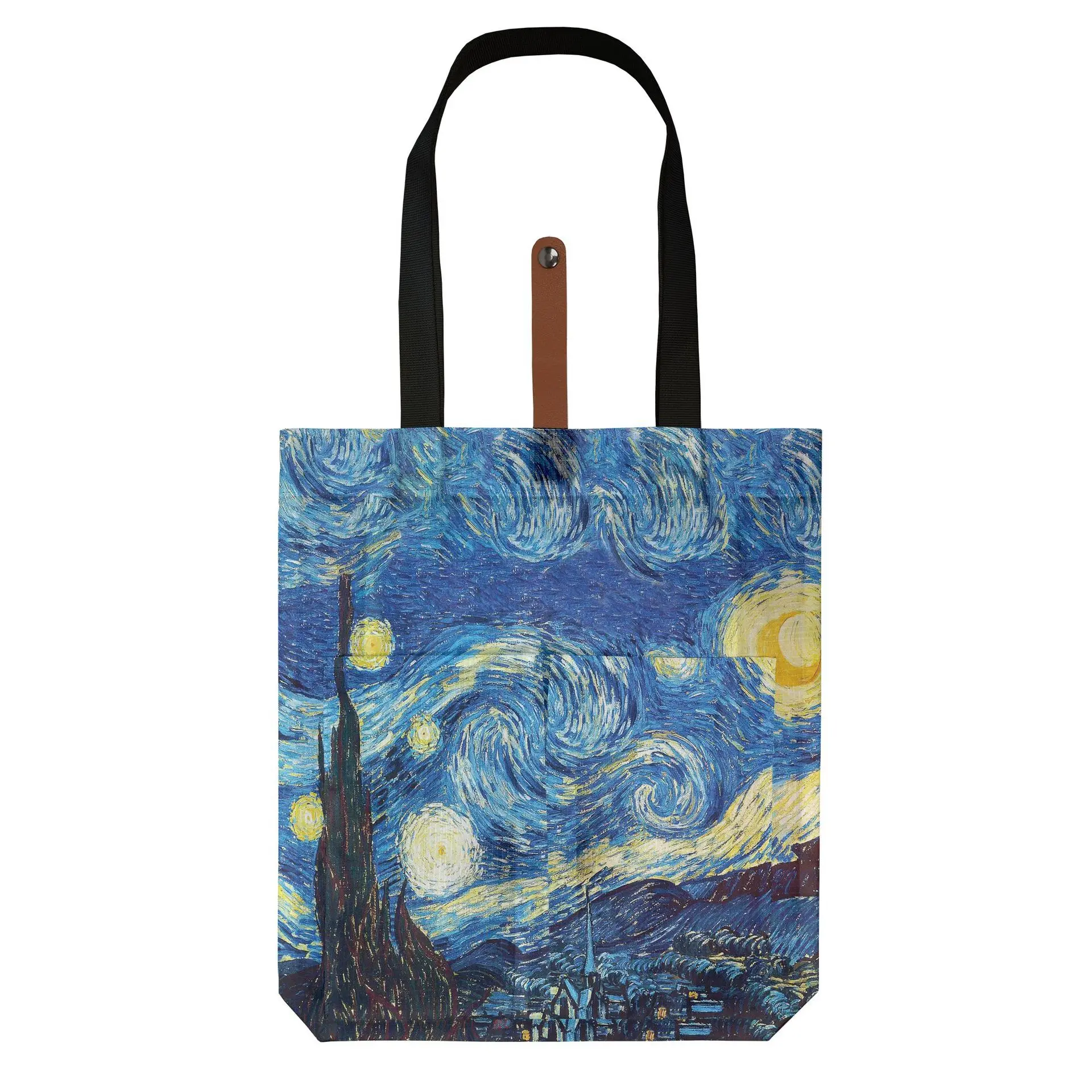 Customize polyester Oil Painting Van Gogh Print Tote Bags Reusable Shopping Bag For Groceries Shoulder Bags home storage bag