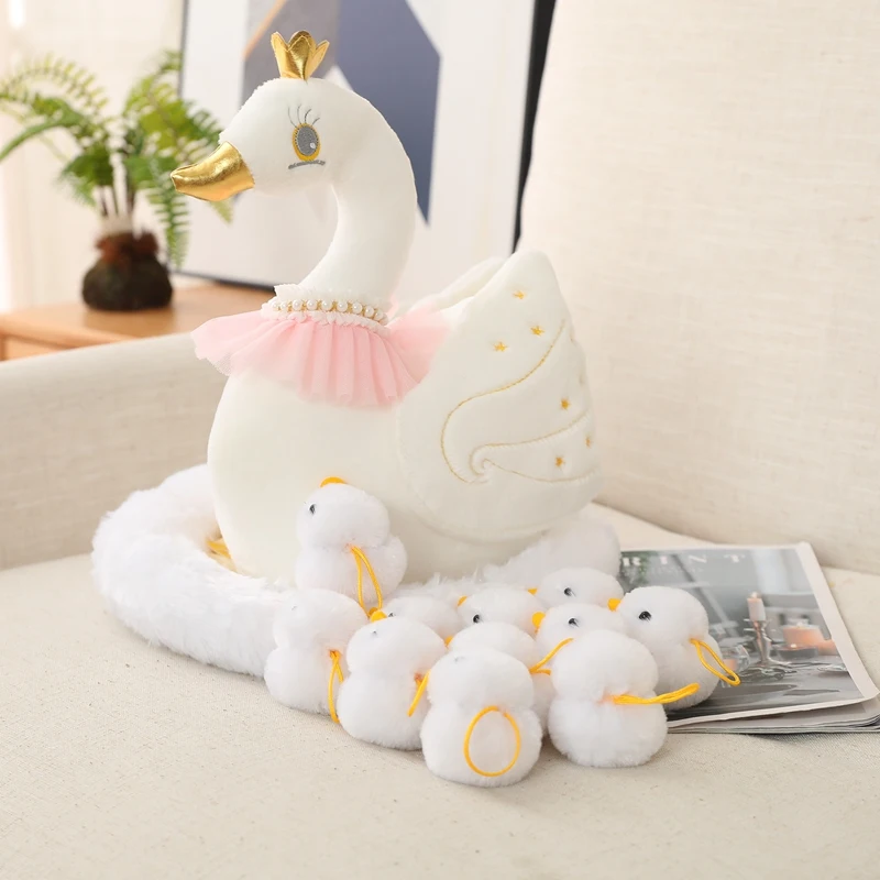 1 Set Creative Chick Family Plush Toys Swan Family Plush Dolls Simulation Hen with Nest Stuffed Animals Kids Education Gifts