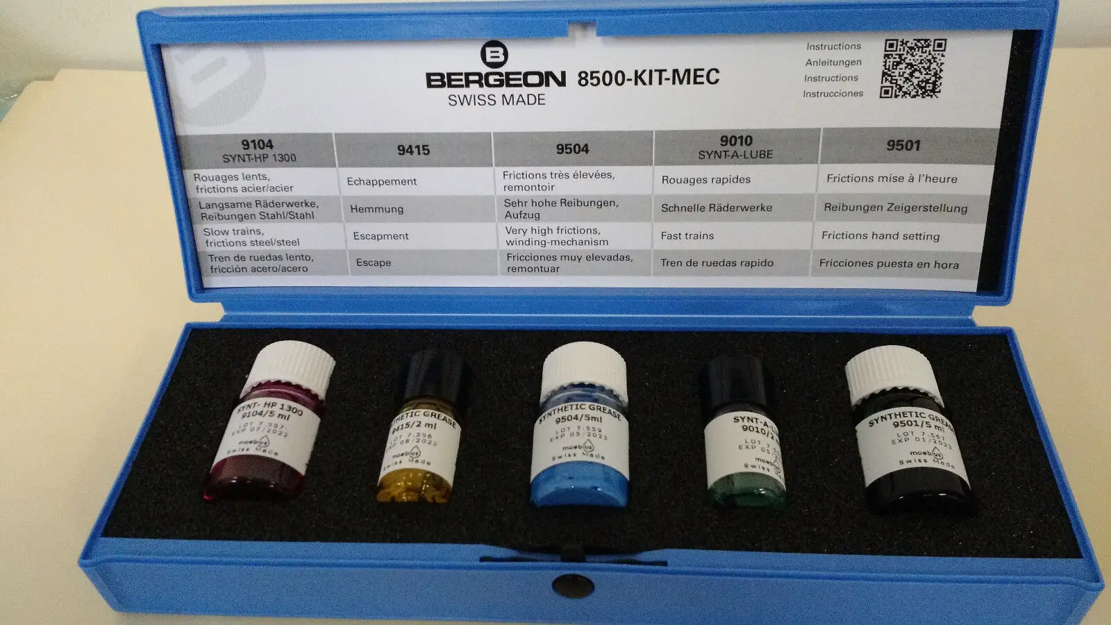 BERGEON 8500-KIT-MEC Watch Lubricating Oil Set Quartz Watch Oil Maintenance