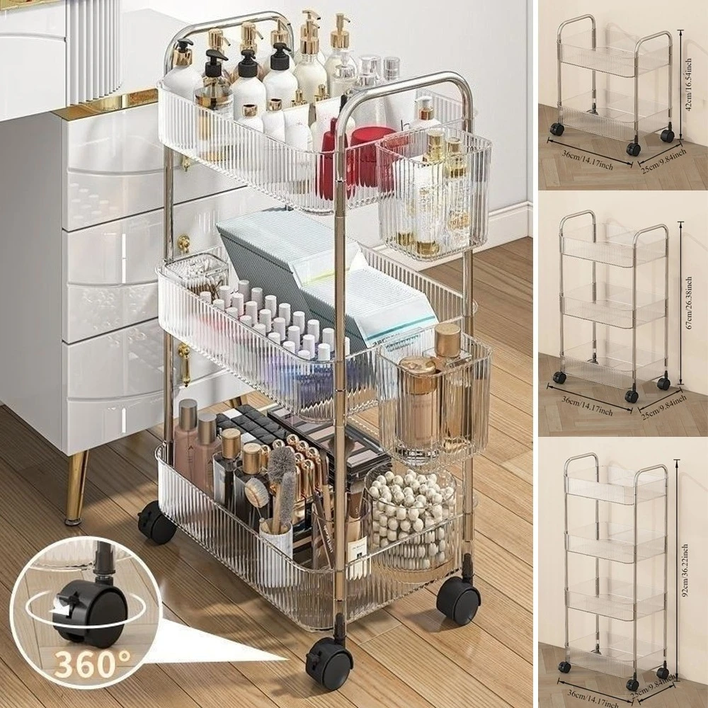 

2/3/4 Tiers Rolling Cart Mobile Shelf with Wheel Multi-Layers Storage Rack Home Trolley for Snacks Cosmetic Sundries Organizer