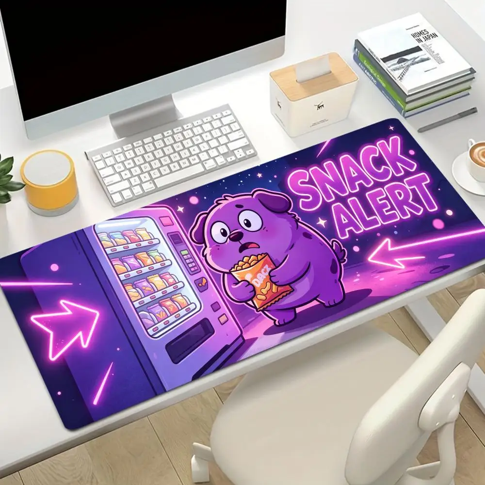 Коврик для мыши Pixel Purple Dog Neon Snack Game, из натурального каучука, нескользящий, большого размера, для ноутбука, настольного компьютера, спальни, игр и работы.