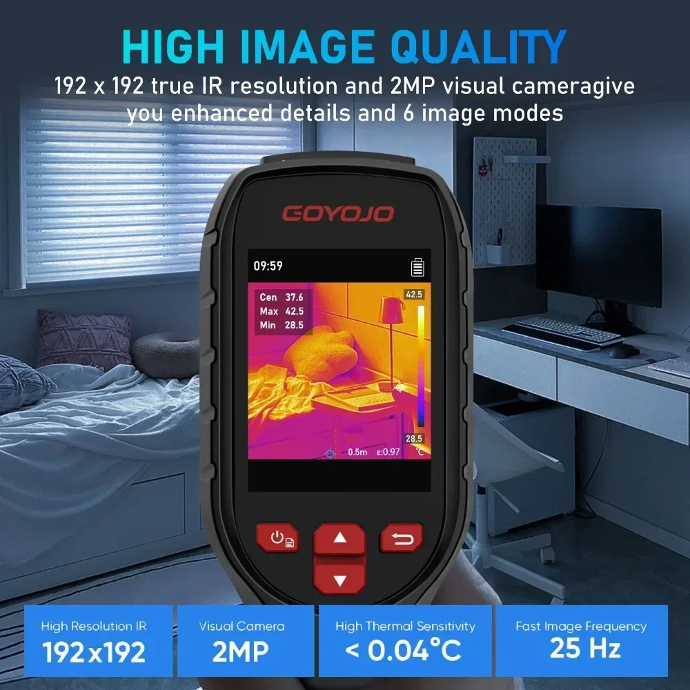 GW192 Handheld Infrared Thermal Camera 192X192  Thermal Imager 25Hz For Electronics Repair PCB Pipeline Detection IP54