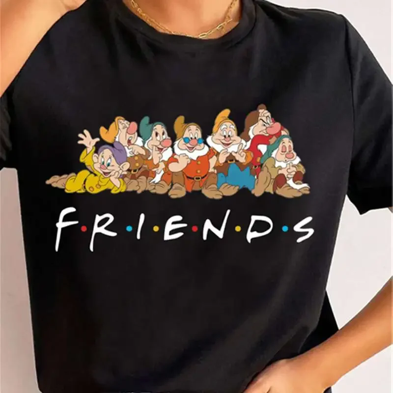 Harajuku Disney Cartoon Women T-shirt Snow White and The Seven Dwarfs Printing Streetwear Casual Loose Short Sleeve Tops Unisex