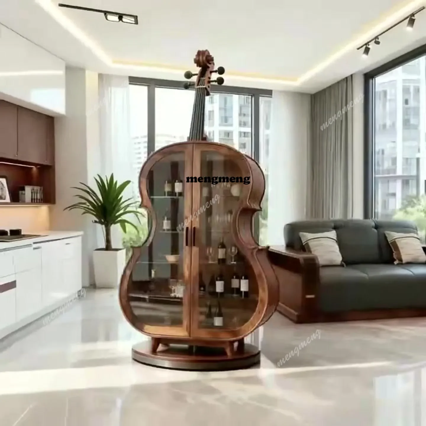Y136 Y136 American cello solid wood modeling wine cabinet display cabinet living room glass door display cabinet art European wi