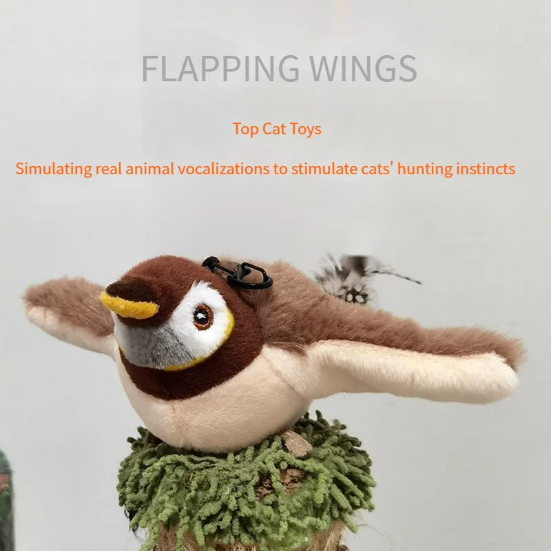 Sparrow Crab Flying Fish Electric Cat Toy Manufactur Noise Pet Plush Toy Plush Feather Charg Swing Bird Self Amuse Cat Fish New