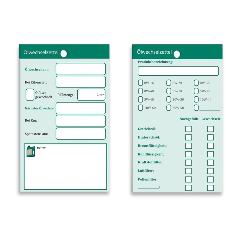 

50pcs/100pcs Oil Change Notes 6x10cm Automotive Maintenance Pendants Signs