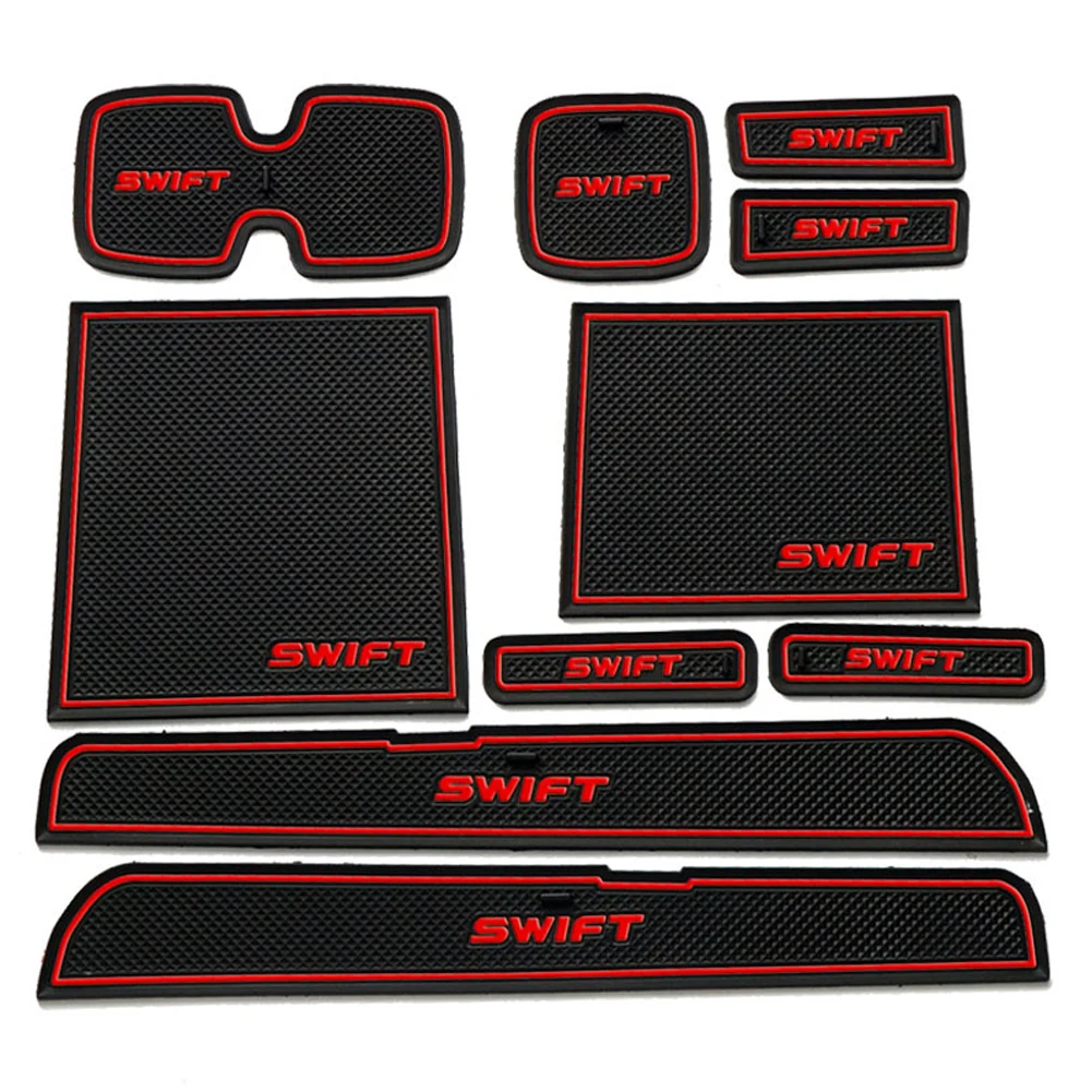 Newest Fit For Suzuki Swift 2005 To 2014 Anti-Slip Car Door Groove Mat Latex Non-Slip Mats Interior Cup Pad Car Styling 10pcs