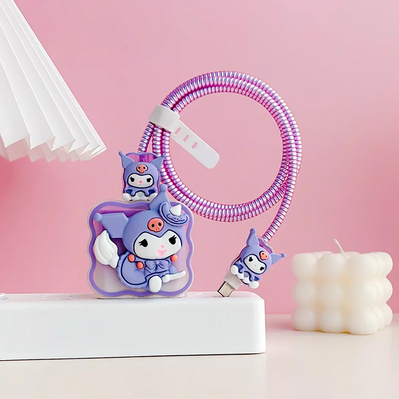 Miniso Sanrio 5Pcs Zestaw ochraniaczy kabla do Xiaomi 120W/67W/33W Szybka ładowarka Etui do zarządzania kablami Organizery przewodów telefonicznych