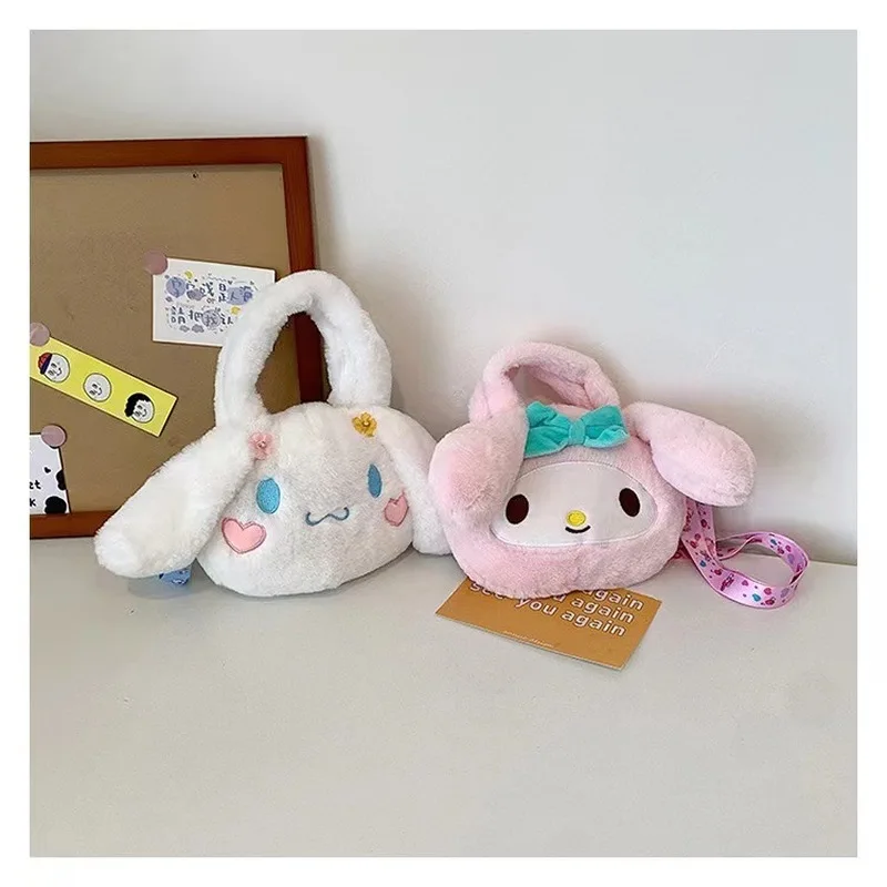 Bolso de felpa de Anime Sanrio, mochila Kawaii Cinnamoroll My Melody, Kuromi, Hello Kitty, Pompón, Purin, regalo de cumpleaños y Navidad, nuevo