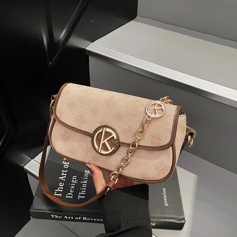 

2025 New Women's Premium Noble Printed Bag - Exquisite Chain, Fashionable Versatile Shoulder Crossbody Underarm Bag