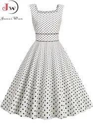Elegant Midi Dresses Women Summer Square Collar Polka Dot Vintage Dress Spaghetti Strap High Waist Party Sundress