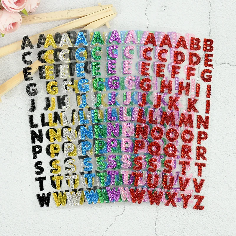 1/3PC Glitter Crystals Alphabet Letter Stickers for Scrapbooking Stationery School Supplies DIY Clothes Shoe Bag PC Phone Decor