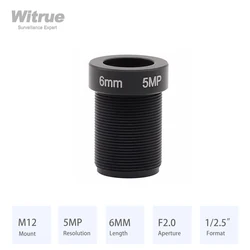 Witrue HD 5MP M12 Mount Lens 6MM Aperture F2.0 Format 1/2.5