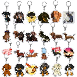 Cute Sausage Dog Funny Key Chain Keychains Ring for Accessories Bag Pendant Keyring Jewelry Pet Dachshund Meme Friends Gifts