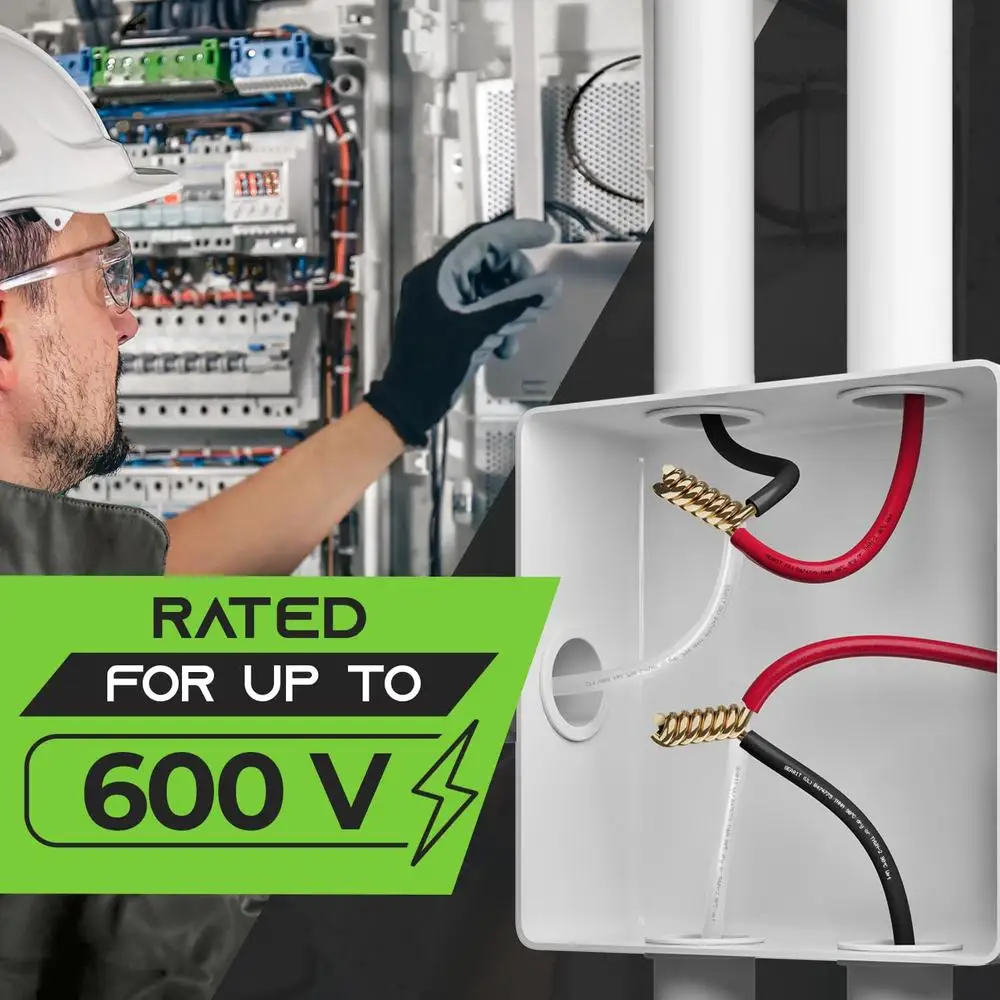 12 AWG 150 Feet Solid THHN Wire 600V OFC Electrical Cable Single Conductor Nylon Jacket UL Listed PVC Insulation Durable Wire