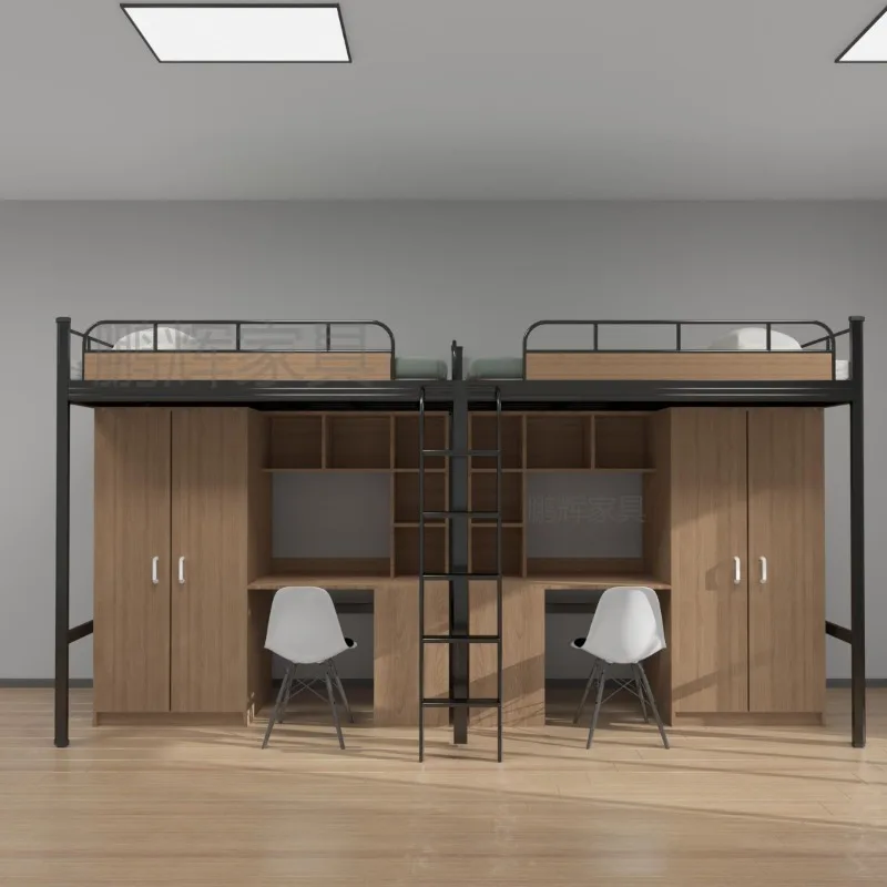 

Bed Under Table Cabinet Double Floor Combination Apartment Bed College Student School Dormitory Bed Factory Employee Dormitory D