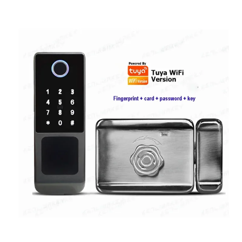 Tuya impermeável Electronic Door Lock, Impressão digital Wi-Fi, Rim Lock, Smart Card, Código Digital, Segurança do lar, Mortise