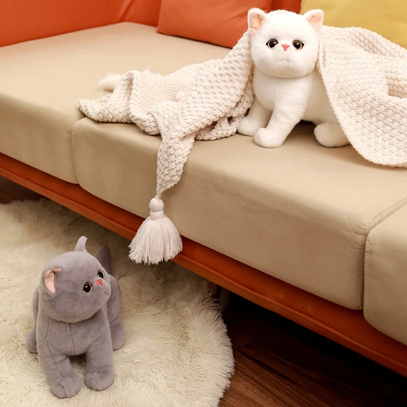 

Simulation Cat Plush Toys Realistic Stuffed Animal Pet Kitty Plushies Doll Cute Soft Kids Toys for Girls Boys Gifts Home Decor