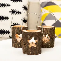 2025Festive atmosphere lighting candlestick cafe creative ornaments home party decoration tea wax wood candle cup