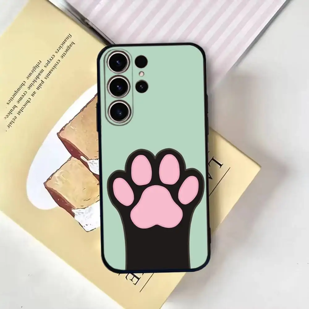 Hond Voetafdruk Poot Telefoon Case Voor SamsungS25,24,21,22,23,30,Ultra,20,Plus,Fe,Lite,Note,10,9,Zachte Zwarte Cover