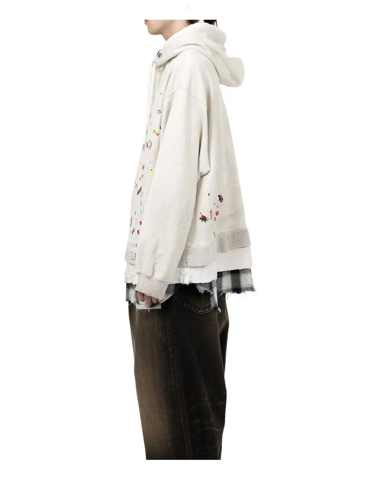 25AW MMY اليابانية عارضة القطن متعة مطبوعة لوحة ساخنة غسل الضرر المياه مقنعين البلوز #4