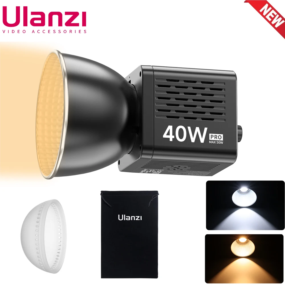 

Ulanzi 40W Pro COB Video Light 2500-6500K Bi-Color Photographic LED Light for Photo Studio Film Camera Shooting Livstream Tikok