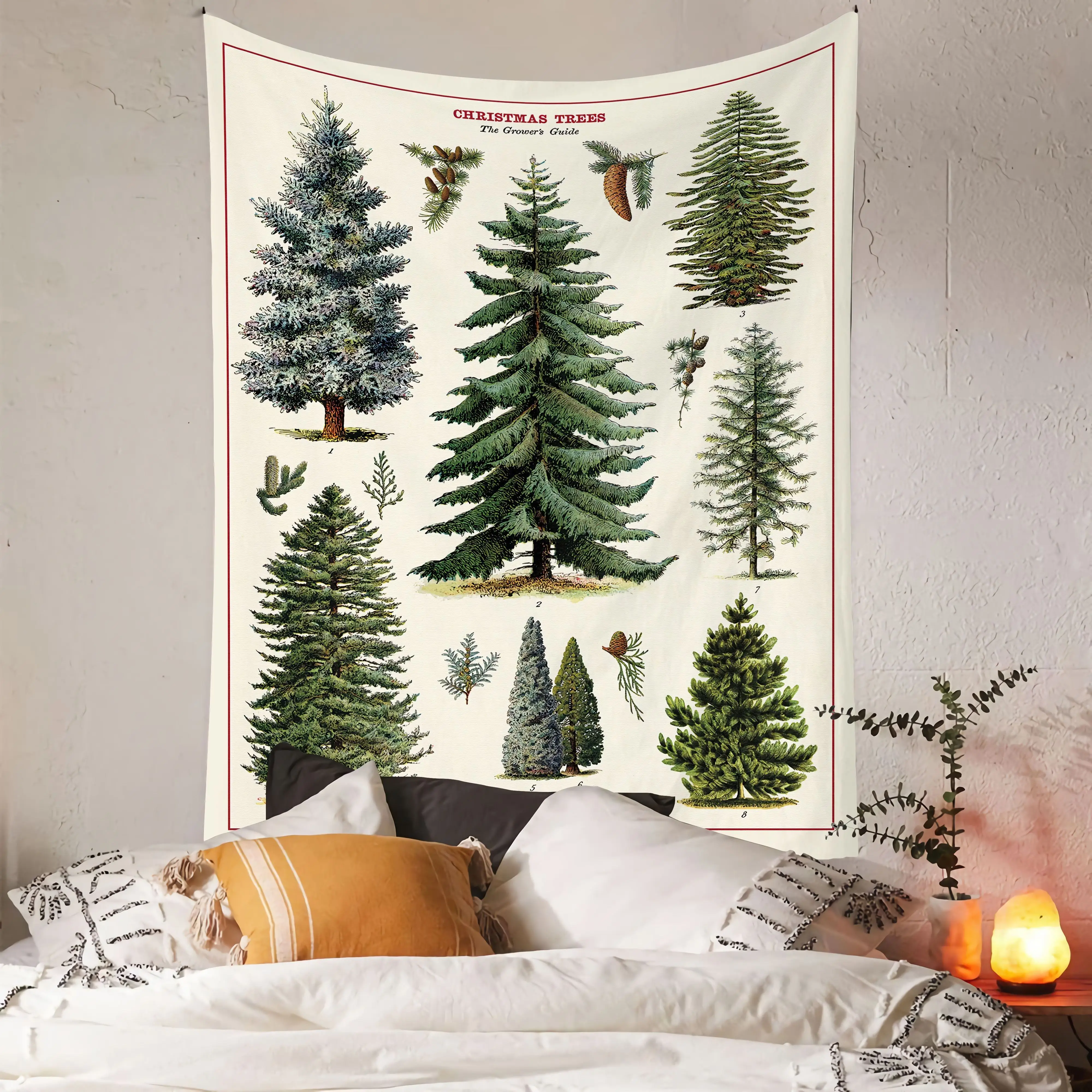 VIKAMA شجرة عيد الميلاد دليل زراعة نسيج الرجعية النباتية دليل نمط دراسة جدار ديكور عيد الميلاد تحت عنوان النبات الحلي