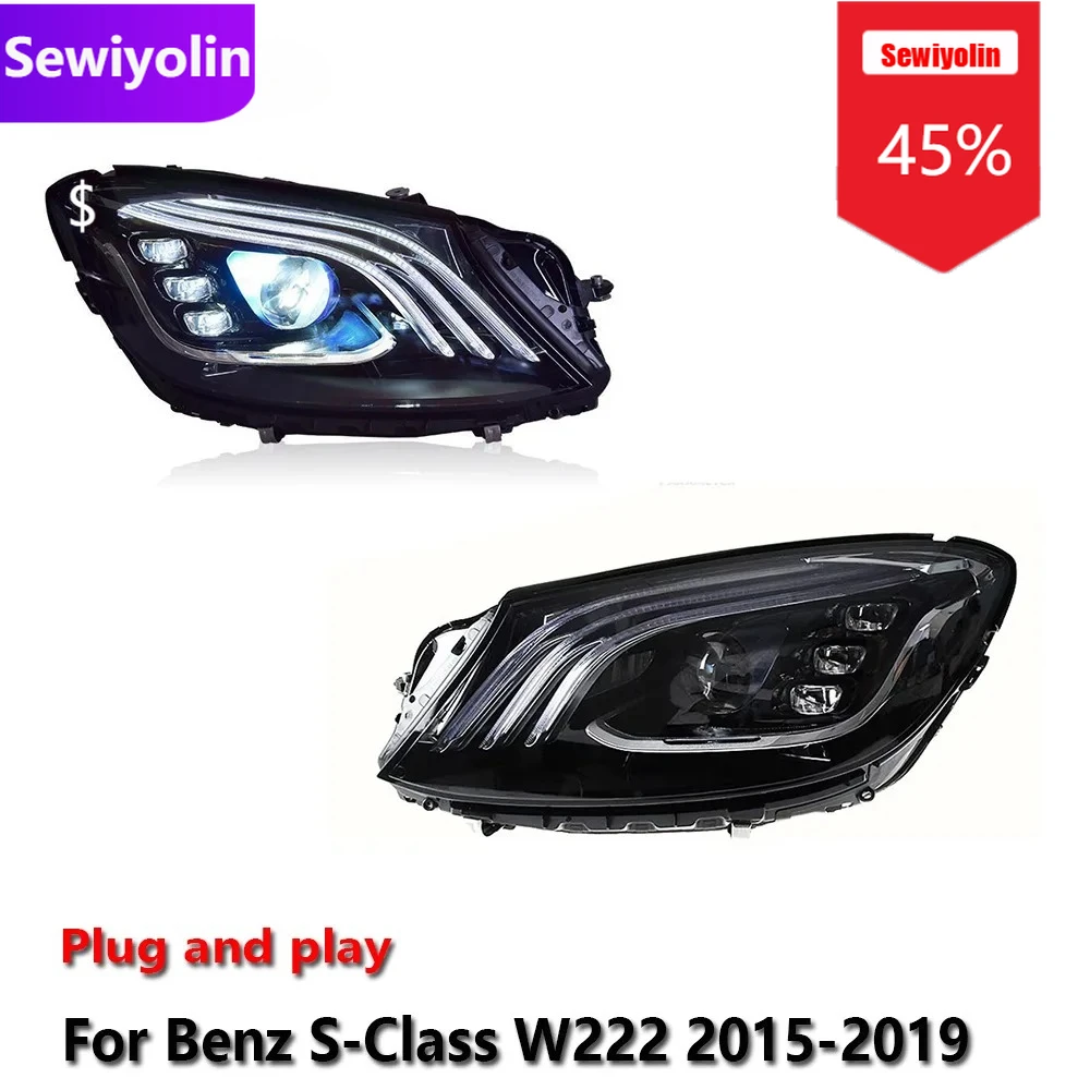 

Sewiyolin автомобильные светодиодные фары DRL в сборе для Benz S-Class W222 2015-2019 противотуманные фары DRL тормозного указателя поворота Plug And Play