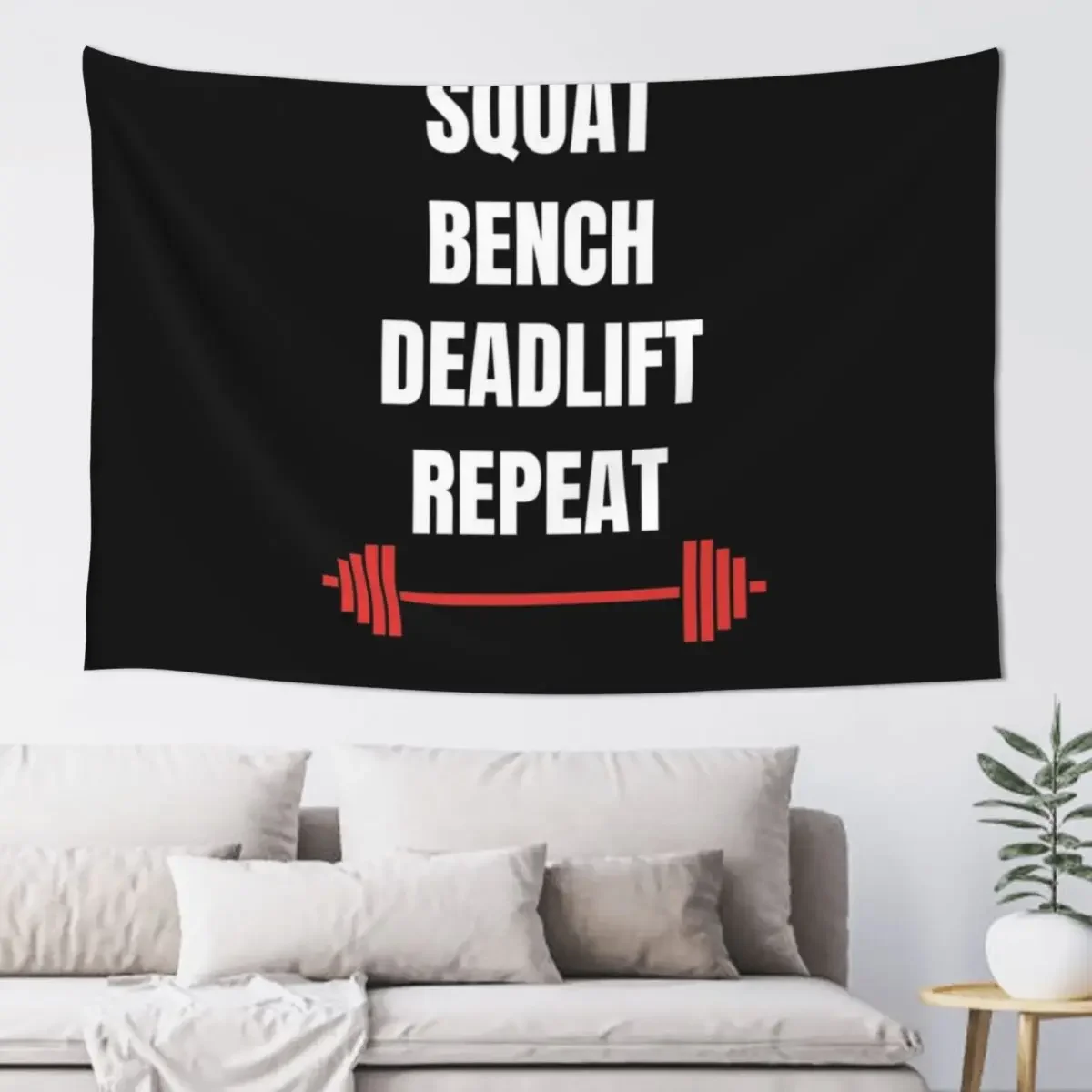 Squat Bench Deadlift Repeat - Gym Motivation Workout Tapestry Wallpaper Bedroom Room Decor For Girls Tapestry