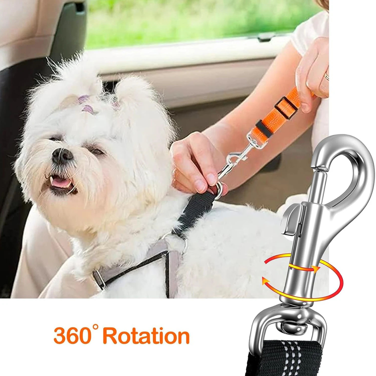 Dual-Use Reflective Dog Car Seat Belt, Adjustable Safety Leash with Shock Absorption view 5