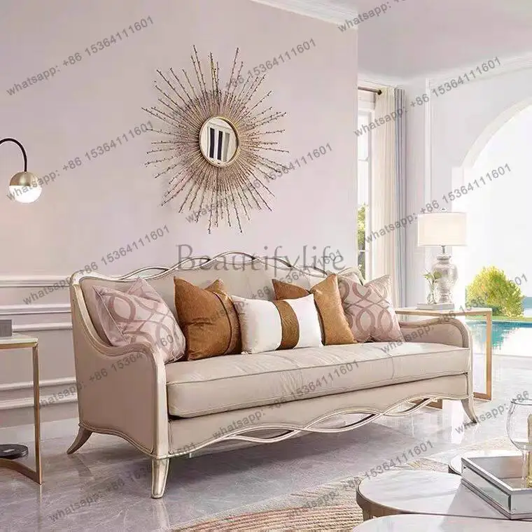 XX American Light Luxury Solid Wood Sofa Post-modern Simple High-end Fabric Soft Bag Living Room Furniture