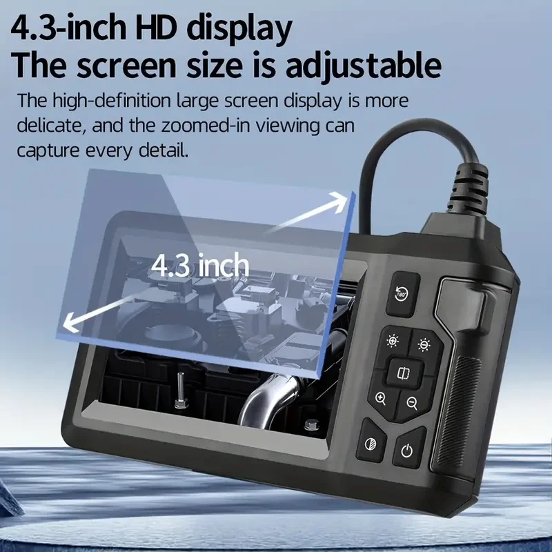 8mm 1080P 4.3in Dual Lens Endoscopic Endoscope Sewer Pipe Inspection Automotive Boroscope Camera With Screen For Car Equipment