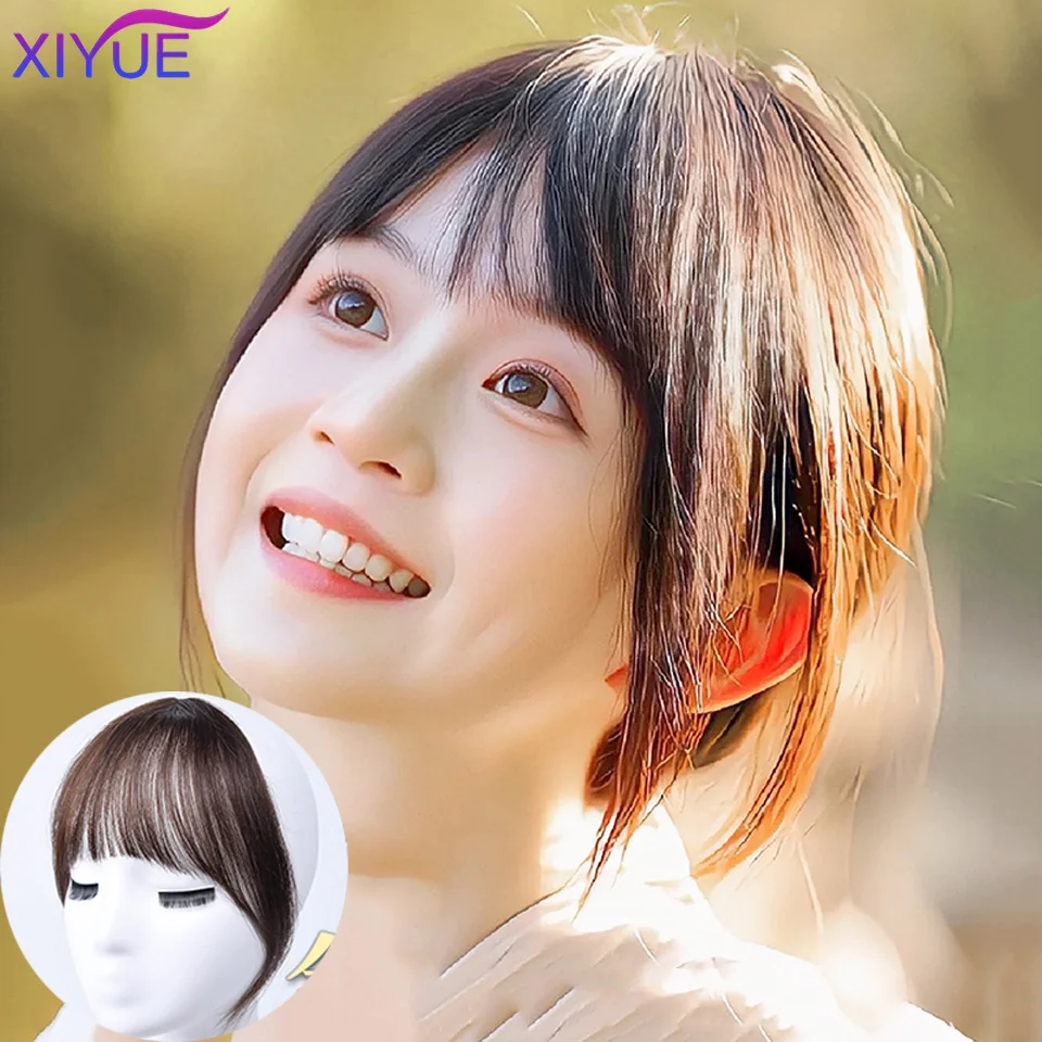 XIYUE Synthetic Air Bangs Heat Resistant Hairpieces Hair Women Natural Short Black Brown Bangs Hair Clips For Extensions