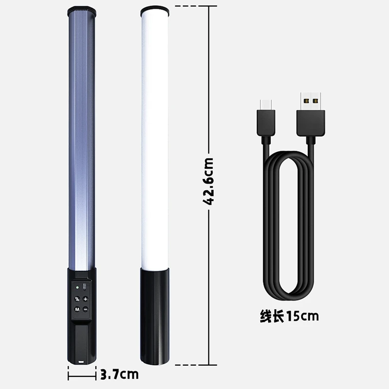 แท่งเติมแสงเติมสีแบบมือถือ RGB ชาร์จไฟได้สำหรับถ่ายภาพ2500K-9900K + RGB