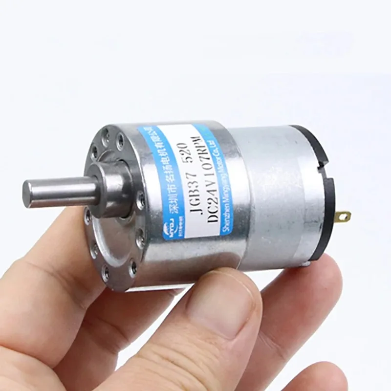 12V 24V 37mm DC Gear Motor Adjustable Speed Can CW CCW High Torque Low Speed Electric Geared Motor JGB37-520