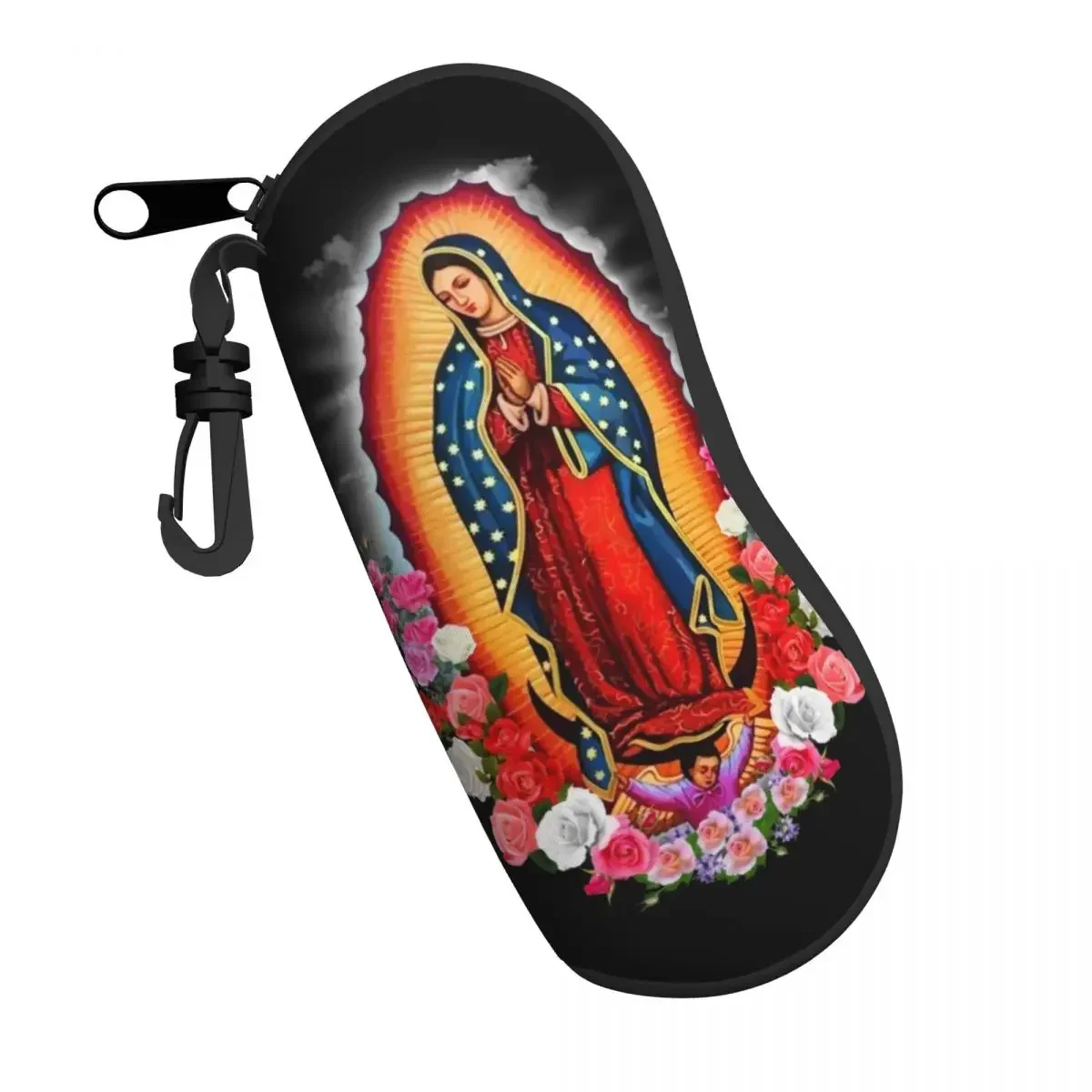 Custom Virgin Mary Of Guadalupe Shell Glasses Case Unisex Travel Mexico Catholic Saint Eyeglasses Case Sunglasses Protector Box