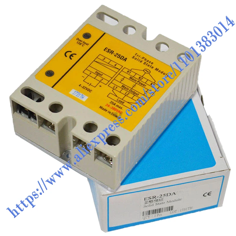 

100%NEW ORIGINAL 1 Year Warranty ESR-25DA Three Phase Solid State Relay.