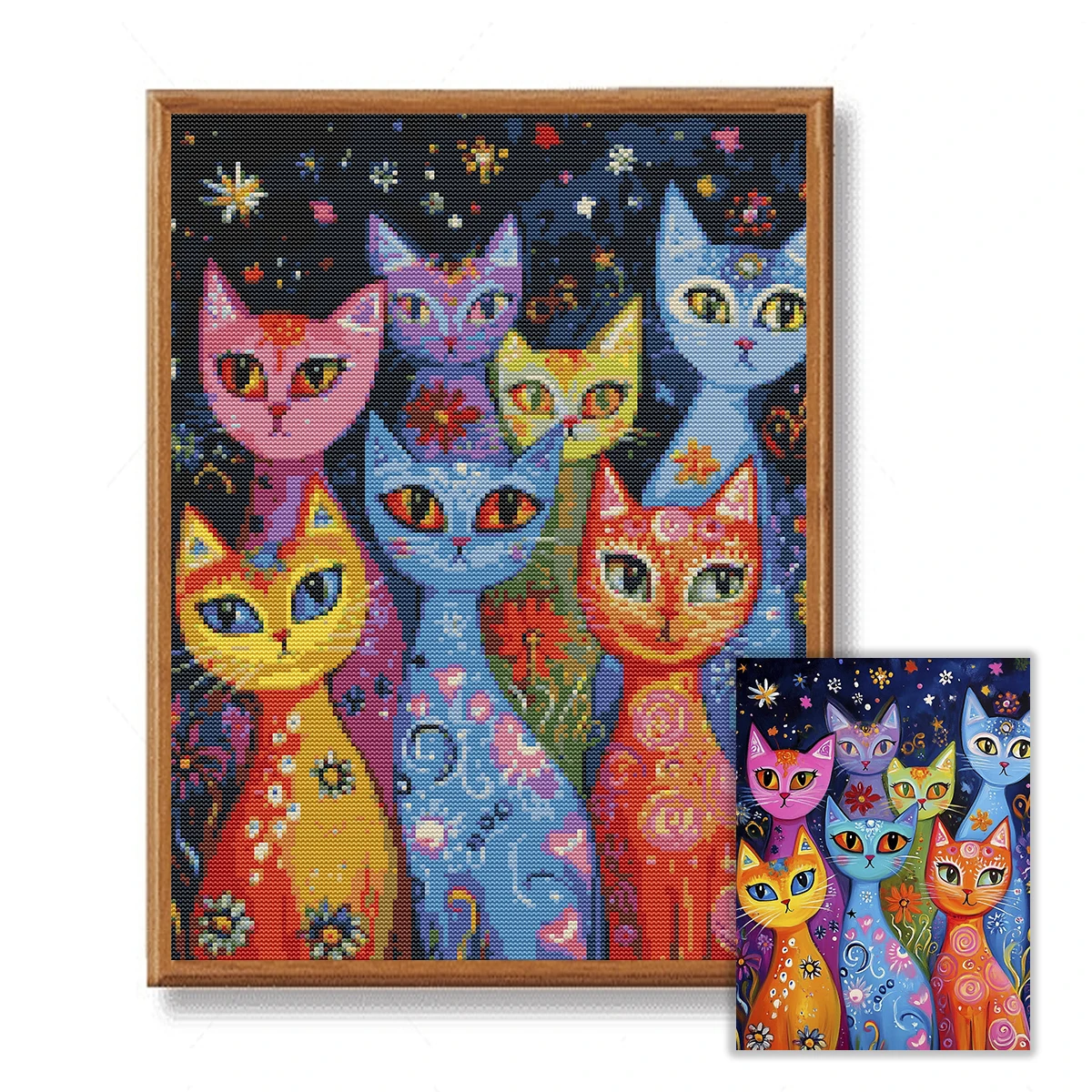 1 Set 30x40cm-11,8x15,7-Zoll 11CT/14CT bedruckter Stoff Kreuzstich DIY-Set, große Größe, Geschenkset – Detail 3