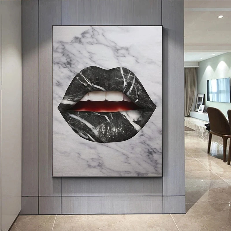 

Abstract Lip Posters and Prints Nordic Canvas Wall Art Pictures Oil Painting for Living Room Home Decoration