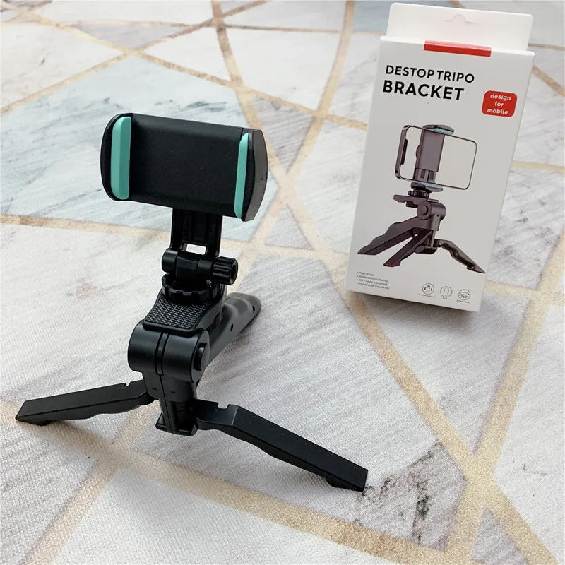 Phone Holder Portable Tripod Foldable Desktop Mobile Phone Stand Rotatable Selfie Holding Live Video Camera Stabilizer Bracke