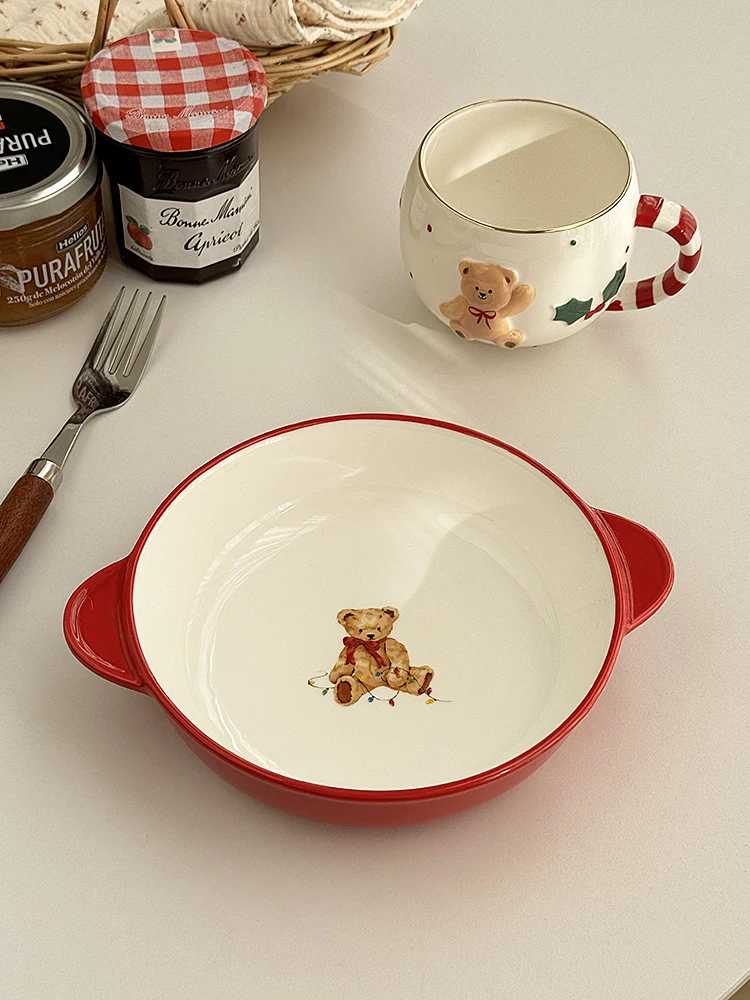 

Adorable Bear Cerc Coffee Cup with Double Ears for Breakfast Cereal Yogurt Anmu Liangpin Cute Ins Sle Breakfast Bowl