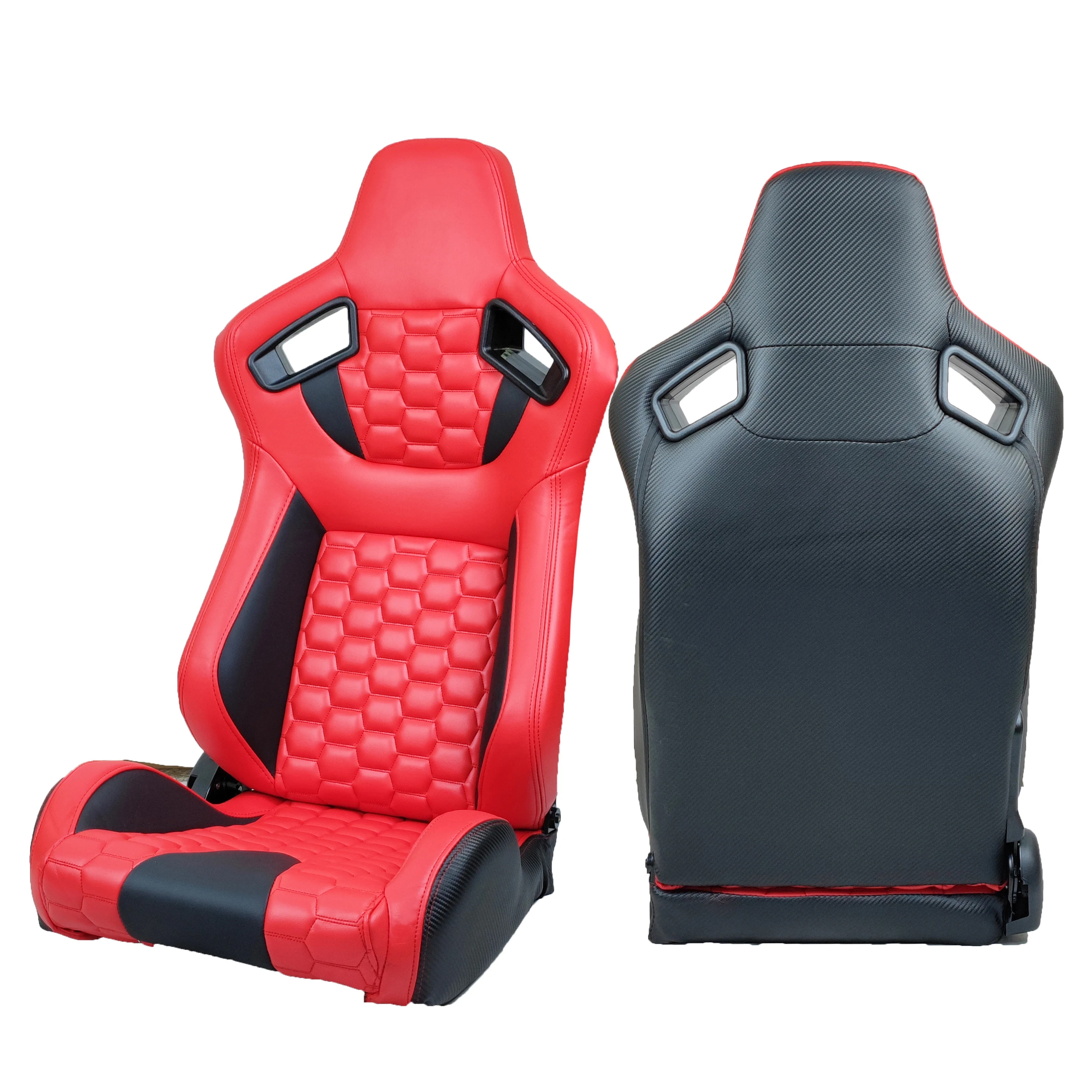 JIABEIR 9008 Red & Black High Quality Leather Adjustable Simulator Sim Bucket Car Racing Seats