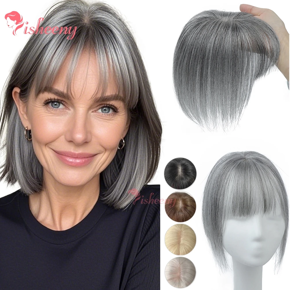 

Накладка из натуральных волос 8-14 дюймов, 5x9 см, на 2 заколках, с центральным пробором, с челкой для маскировки редеющих волос