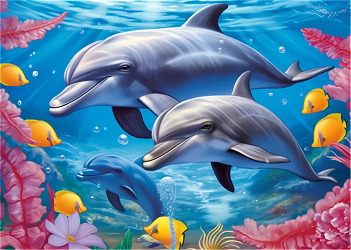 

50 шт. Пазлы с дельфинами для взрослых, выращенные пейзажные пазлы, игрушки, игры в подарок, 100 300 500 шт., Дельфин, сделай сам, домашний декор