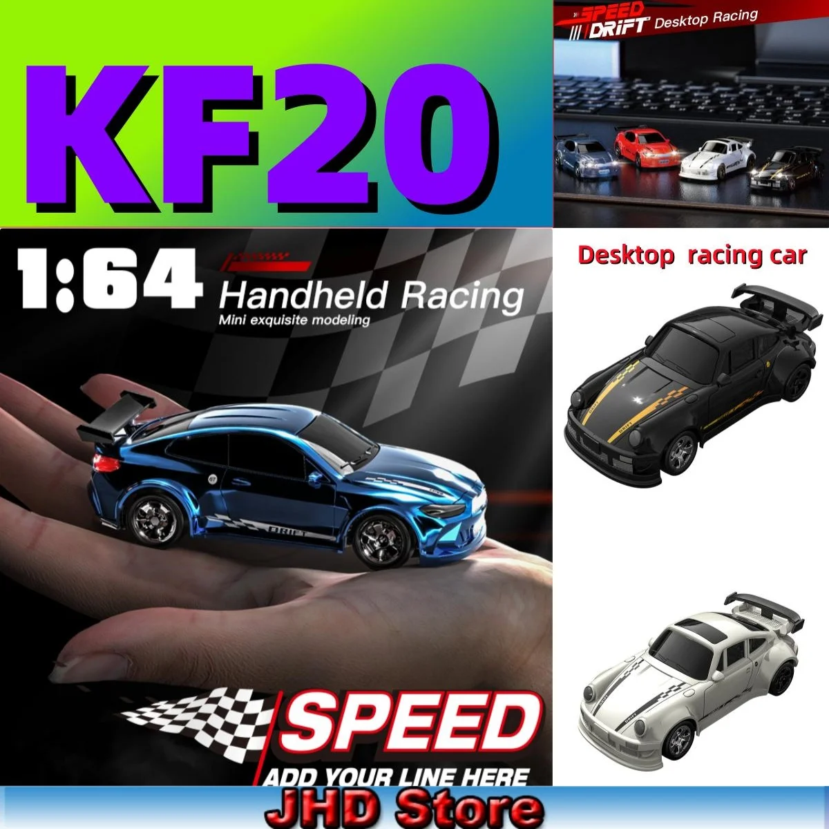 JHD 2025 New KF20 1:64 Drift Rc Car Four Wheel Drive Mini Racing 4WD Remote Controll Cars Radio Controlled Mini GTR Racing Model